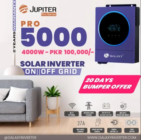 Galaxy Jupiter Pro Series Solar Inverter PV5000 4000W – High-Efficiency Hybrid Power Solution